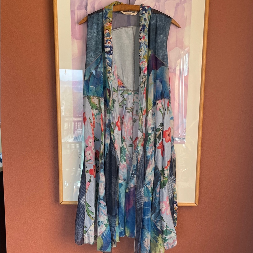 Soft Surroundings Floral Patchwork Print Sleeveless Flowy Lightweight Duster, OS